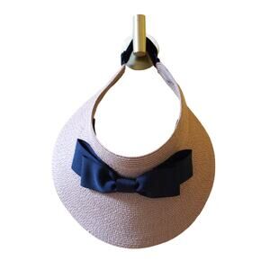 Women Straw Woven Adjustable Sun Visor Beach Hat Ribbon Detail
